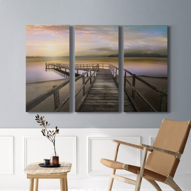 Morning on the Lake - Photographie sur toile tendue 3 pièces, H 36 po x l 72 po x P 1 po