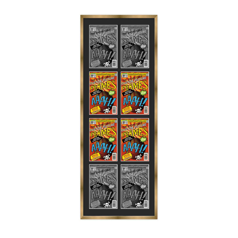 Wood Picture Frame with Mat, Black/Gold, 6.875" x 10.5", 29" x 50.5"