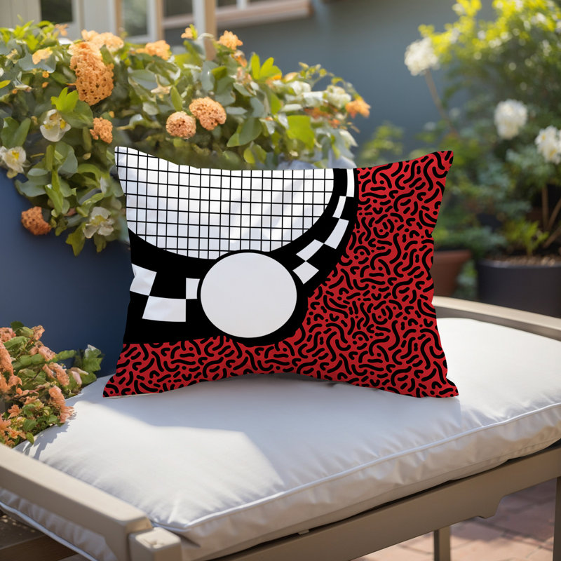 Coussin lombaire réversible Dotrix, Rectangle H 14 po x l 20 po, Rouge