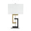 Lampe de table géométrique contemporaine à deux tons 27 "avec abat-jour en tissu blanc