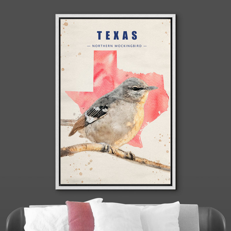 Oiseau moqueur du Nord gris IDÉE4WALL, H 36 po x l 24 po x P 1,5 po, Blanc