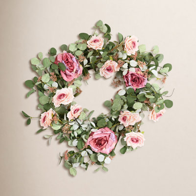 24" Handcrafted Leafage, Peony Easter Wreath