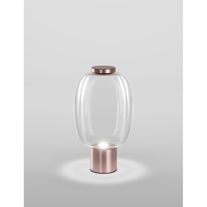 Riflesso Table Lamp 1 Amber Transparent Matt Copper 2 L2405 Ul, Crystal Transparent, 18" H x 11" W x 11" D