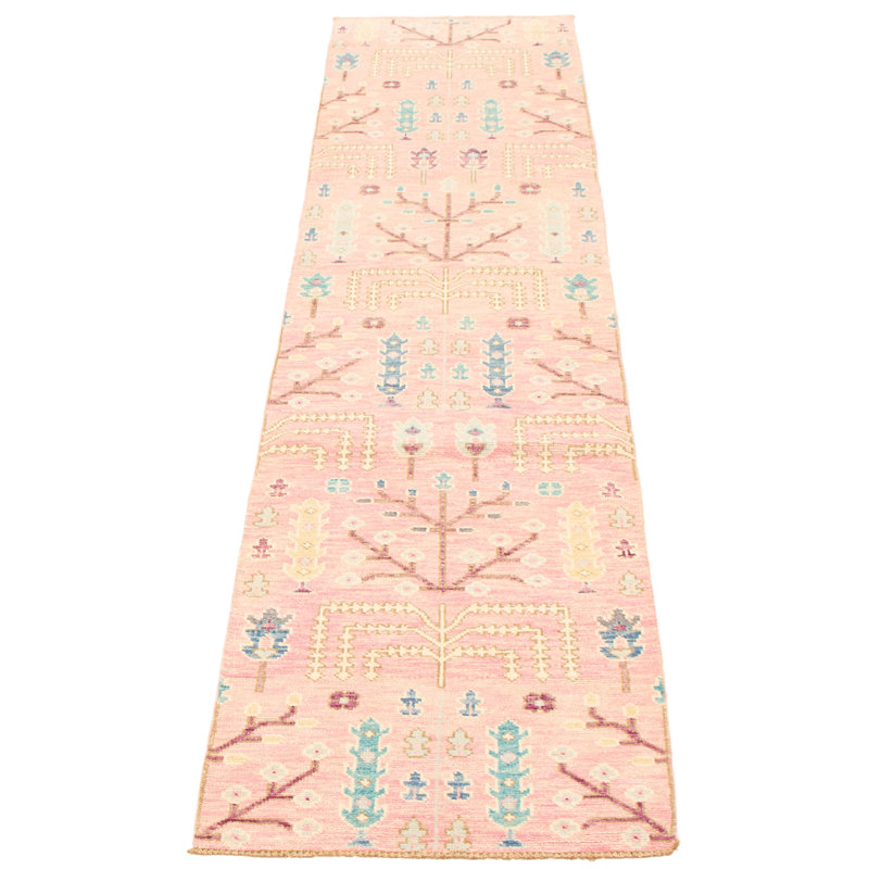 Tapis moderne rose Oushak 2 pi 7 po x 11 pi 9 po
