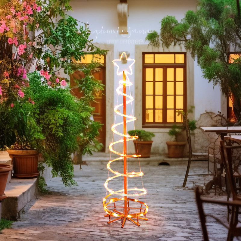 Arbre de Noël en spirale à DEL multicolore 4 pi avec télécommande, décoration pour arbre de Noël illuminé avec étoile, H 4 pi