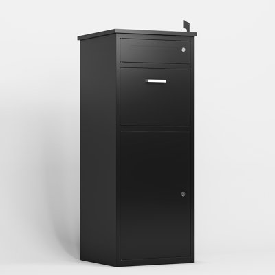 44.5"H Outdoor All-Steel Mailbox, Integrated Durable Storage Freestanding Parcel Mailbox