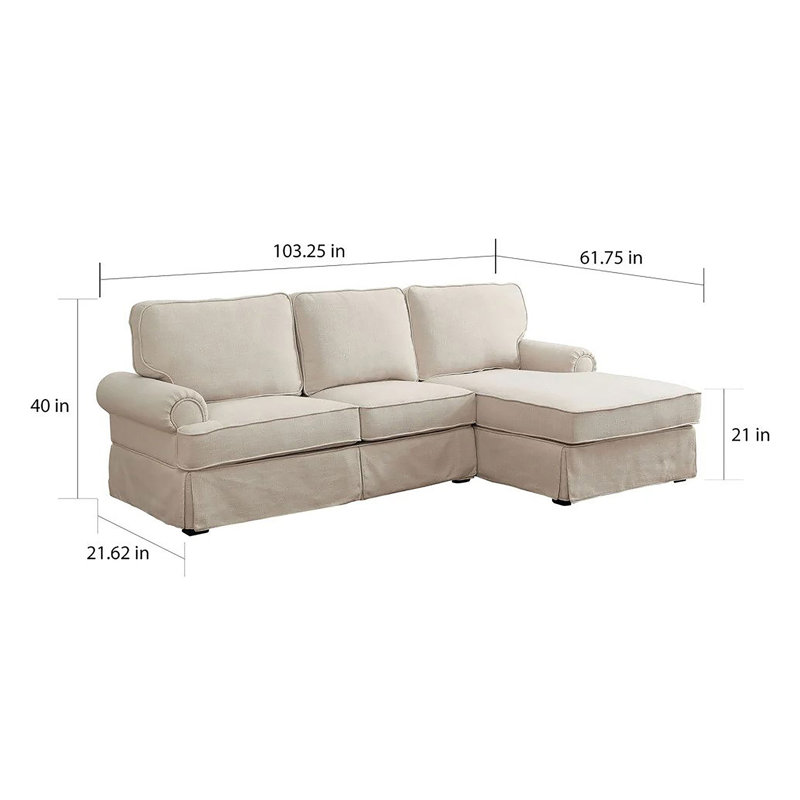 Rothman Upholstered L-Shaped Sectional Right Hand Facing, Beige