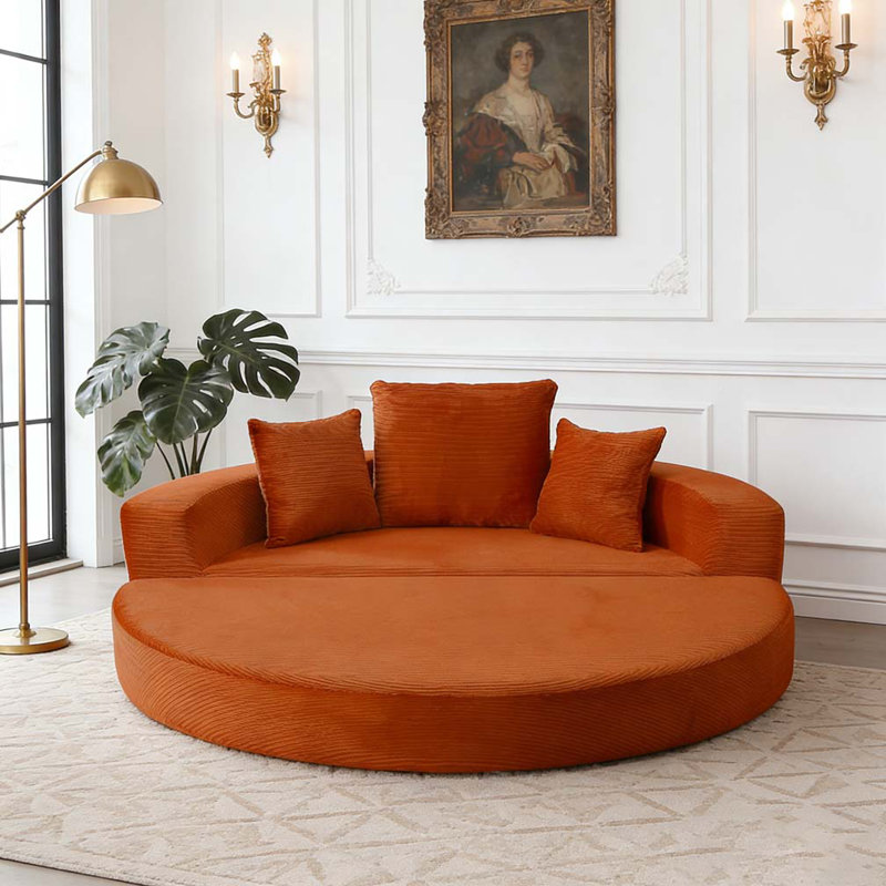 Convertible sofa couch bed,multi-functional,circular bed,adjustable Futon sofa, Orange