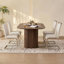 63" Modern Large Dining Table With Vertical Striped Base, Rectangle Kitchen Dinner Table For Dining Room-441881062