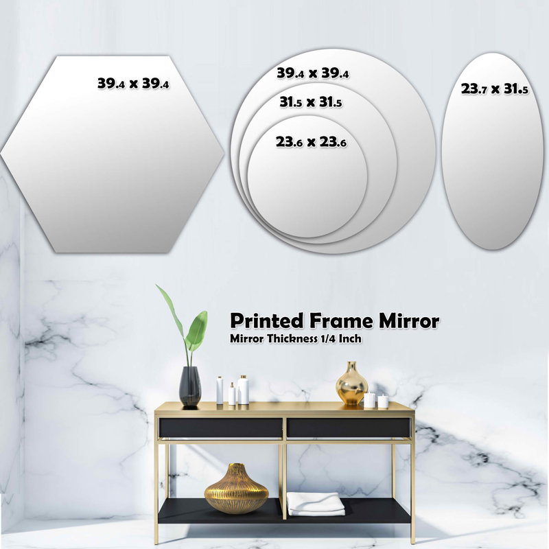 Floating Hearts With Squared Pattern Mirror, 31.5" H x 31.5" W