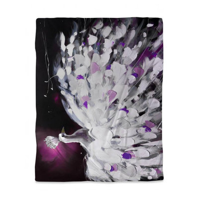 Purple Peacock Twin Duvet Cover | White | Bedroom Decor