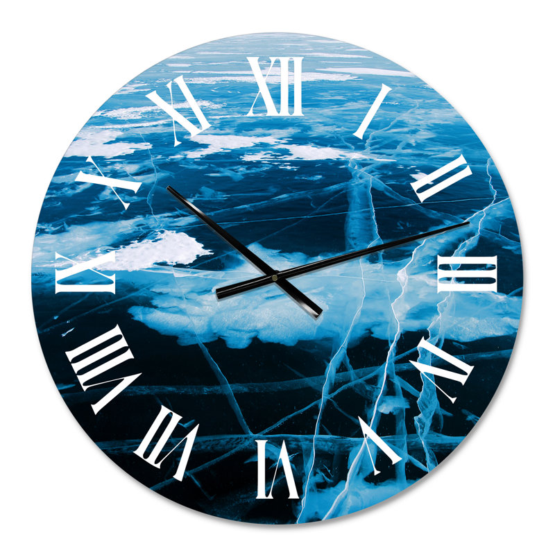 Blue and White Ice Structure I - Modern wall clock, Small