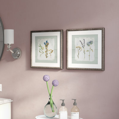" Pressed Flowers On Shiplap " 2 - Pieces