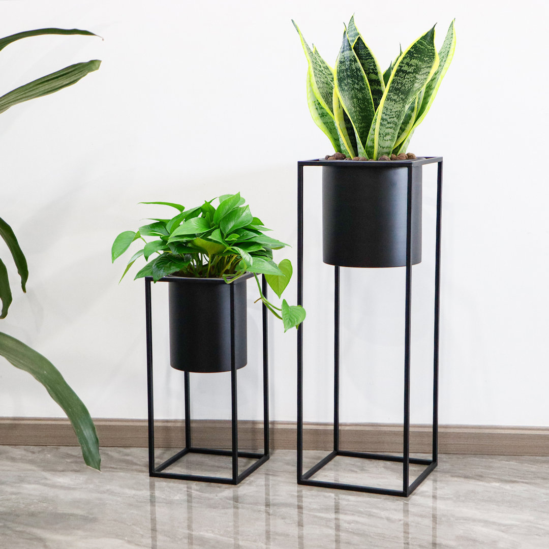 Set of 2 Large Planters with Stand Planter for Indoor Plants 28 &18" H Morden Plant Pots