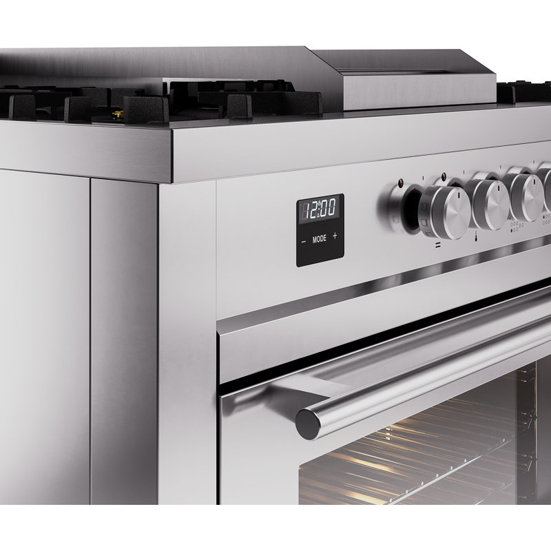 ILVE ProfessionalPlus II 60 Dual Fuel Range, knobs, Stainless Steel, Natural Gas
