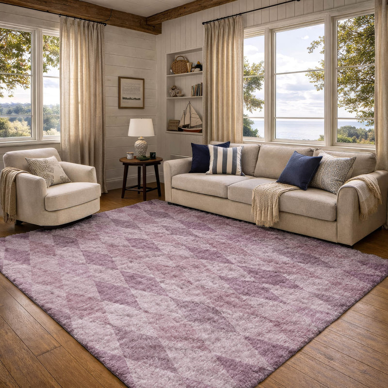 Tapis à poil long de qualité supérieure lavable à la machine ADS561, Rosé, 10 pi x 14 pi