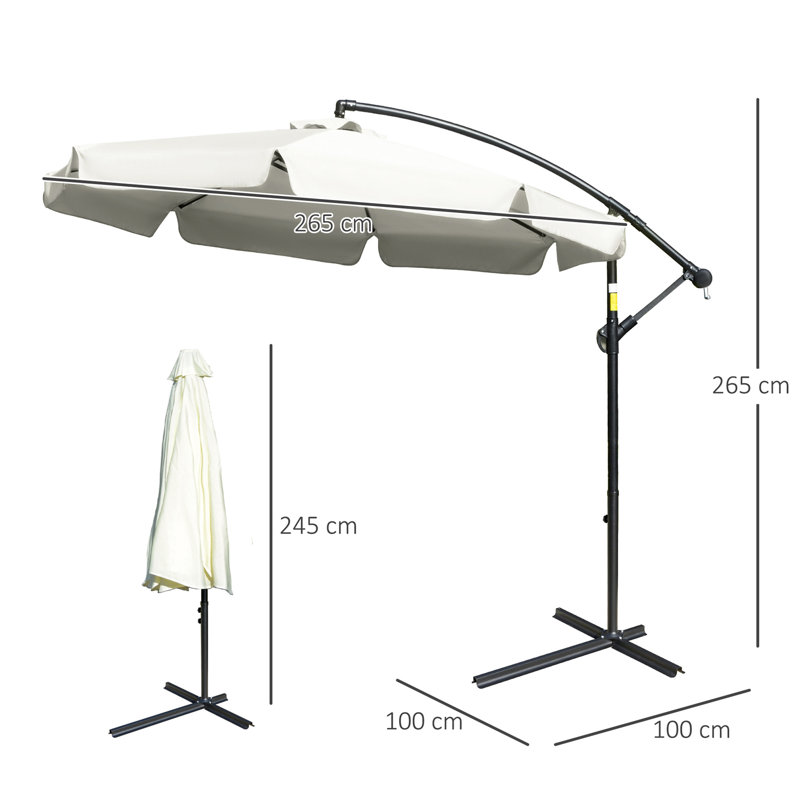 Brikene 265cm Tilt Cantilever Parasol, White