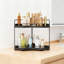 Organisateur de comptoir de salle de bain à 2 niveaux avec trous de vis intégrés, tablette de meuble-lavabo en bois sécuritaire et stable pour les essentiels de maquillage et de soins de la peau, rangement de comptoir de salle de bain peu encombrant-943236530