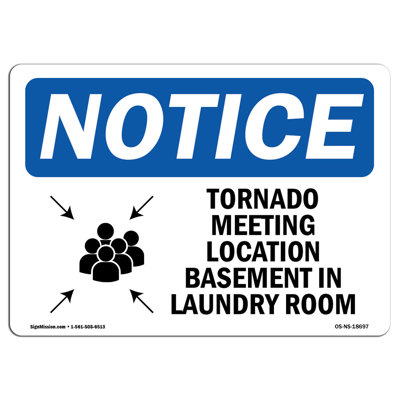 Tornado Meeting Location Basement Sign