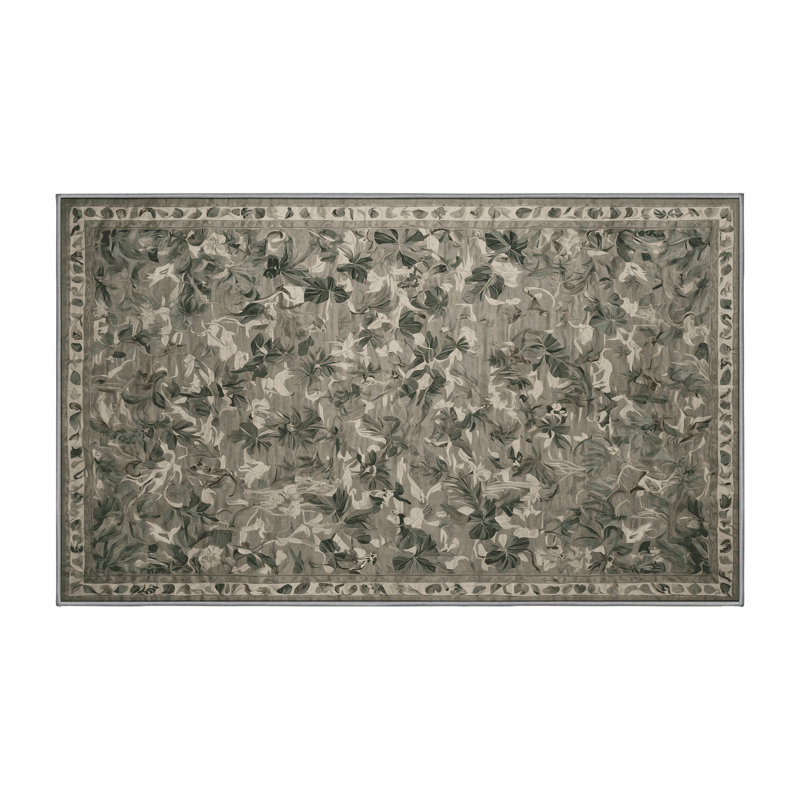 Tapis gris lavable à la machine, Rectangulaire 3 pi x 5 pi