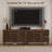 Suniya Modern 3-Door Storage Cabinet With Adjustable Shelves, Slatted Doors, And Walnut Finish-368952914