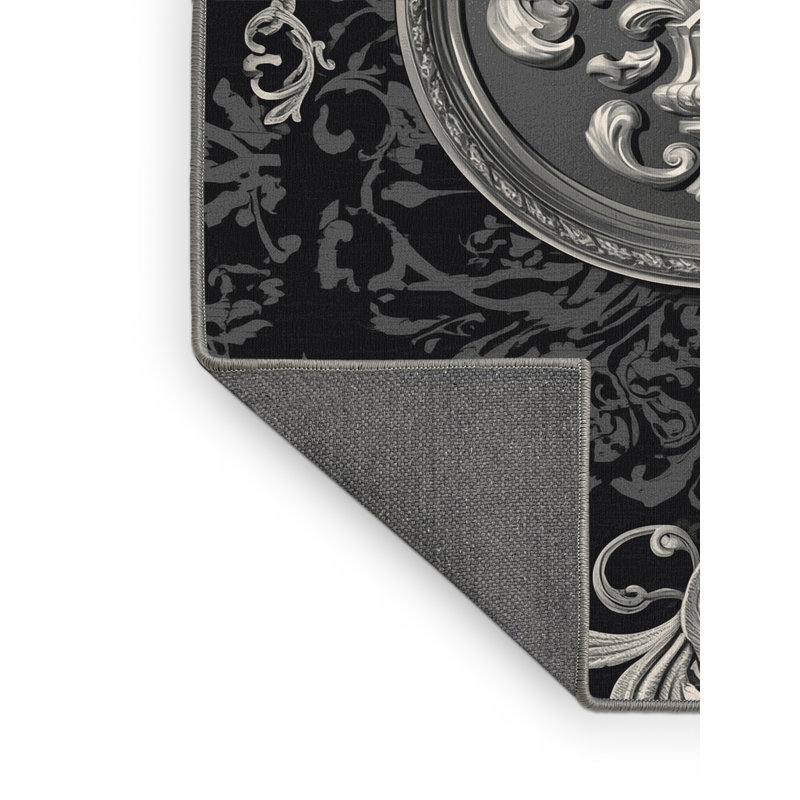 Tapis gris moelleux moelleux et moelleux à motif de médaille d'argent classique - reliure grise, 5 x 8