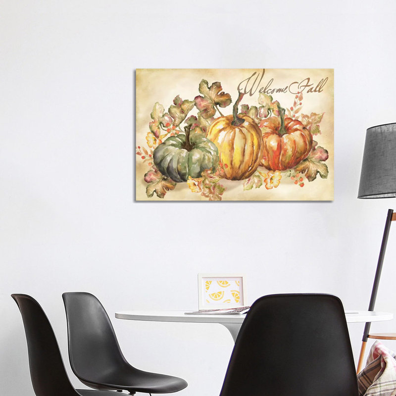 «Watercolor Harvest Welcome Fall» par Tre Sorelle Studios - impression, H 26 po x l 40 po x 1,5 po, Toile tendue, Aucun mat