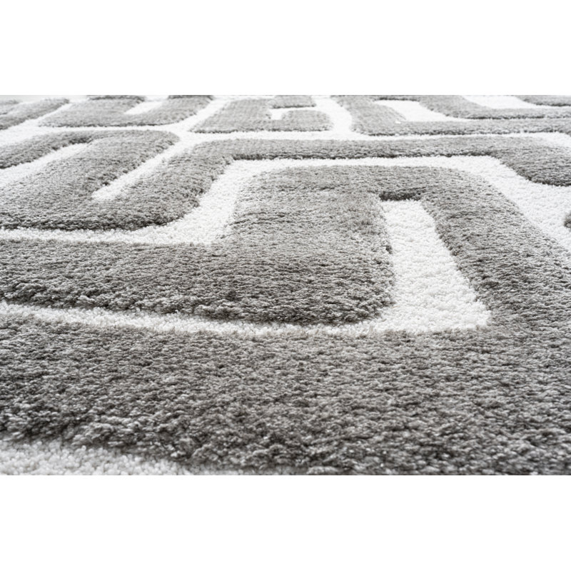 Luna Meara Gray And Ivory Recycled Polyester Area Rug, Rectangle 5' x 8'