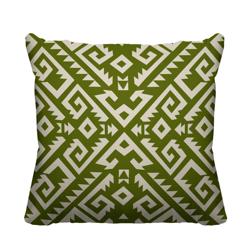 Coussin intérieur / extérieur Chitto Southwestern, L 19 po x H 19 po, Chartreuse