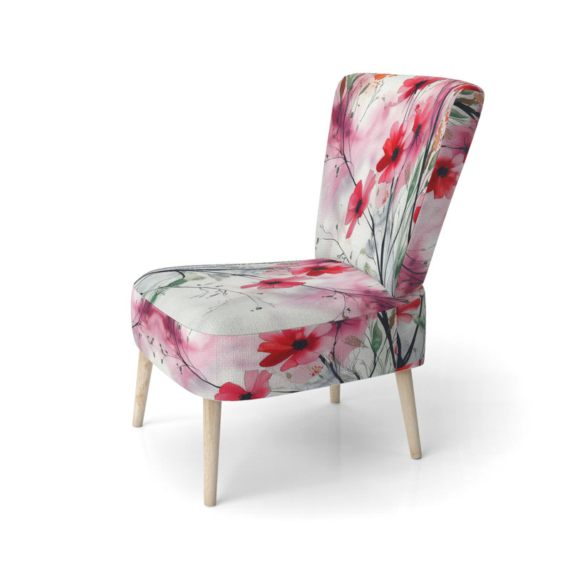 Damas / Abstrait / Motif - Chaise d'appoint rembourrée traditionnelle, Rouge / Vert