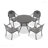 5-Piece Set Of Cast Aluminum Patio Furniture With Black Frame And Blue Seat Cushions