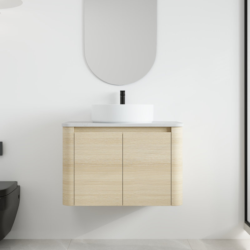 Ensemble de meuble-lavabo mural simple 30 po avec lavabo en céramique Greythor, ensemble de meuble-lavabo simple 30 po avec plateau en pierre reconstituée