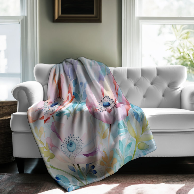 Doux motifs de pétales - couverture Sherpa de qualité supérieure 1 pièce, Grand lit