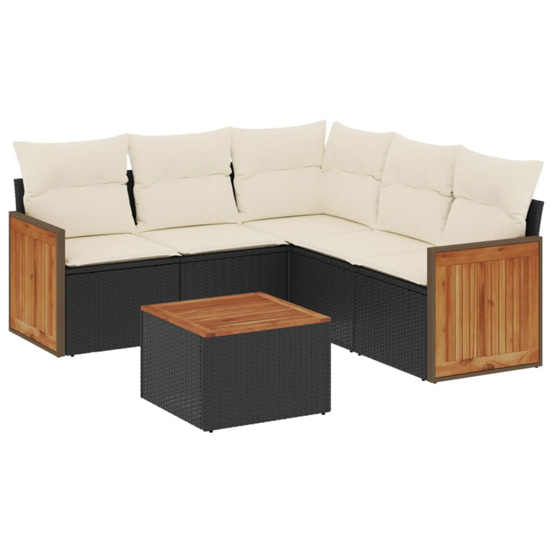 Vidaxl Garden Sofa Set Black, Cream White