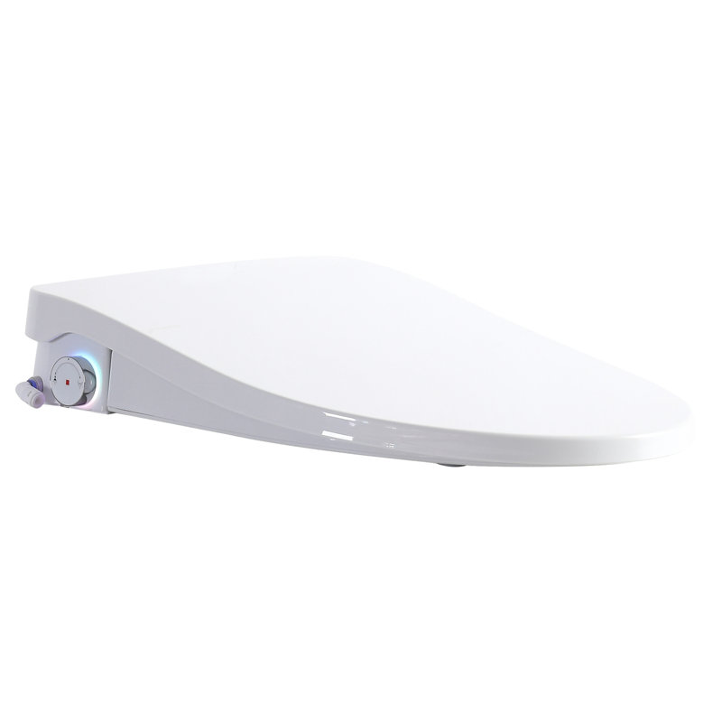 Adjustable Heated Bidet Toilet Seat - Side Knob Operation, Water Temperature And Regulation, Nozzle Self Cleaning, Four Heating Levels, Night , Suitable For Elongated Toilets In Bathroom Renovation