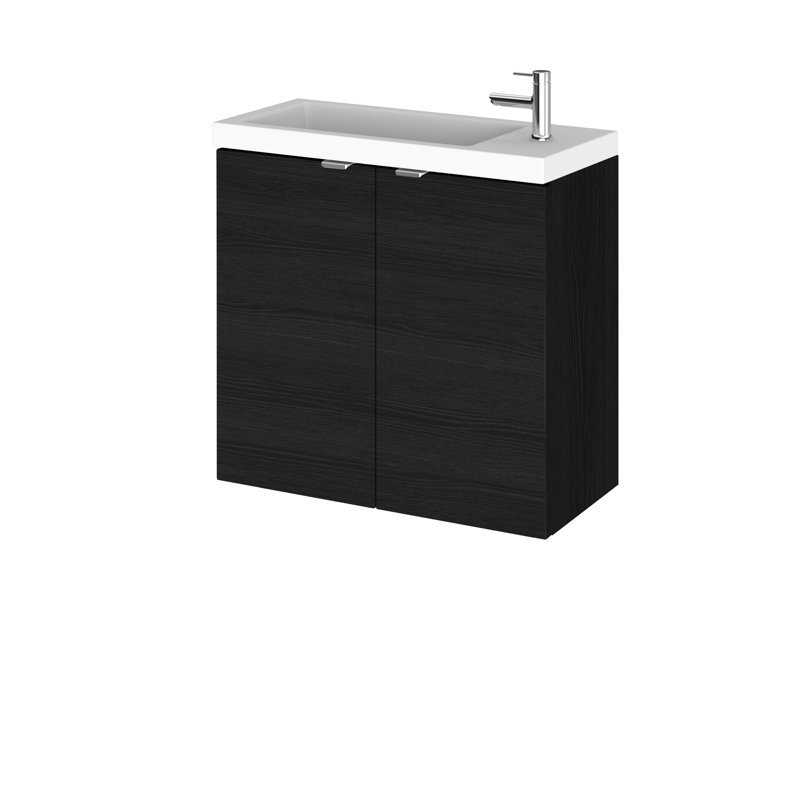 Fusion 605mm Single Bathroom Vanity with Integrated Polymarble Basin, Charcoal Black