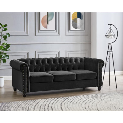 Chesterfield Sofa Black Velvet