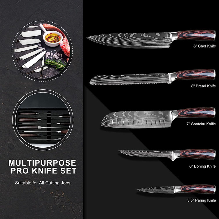 Ayesha Curry 3-Piece Japanese Steel Cooking Knife Set, Charcoal Gray