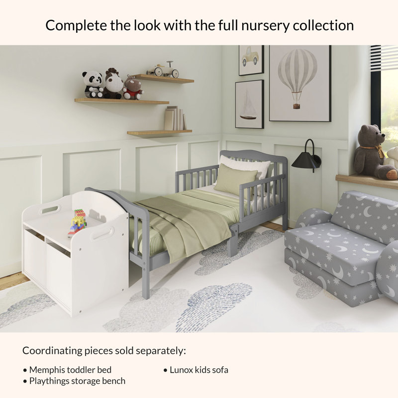 Classic Toddler Solid Wood Bed, Dark Gray