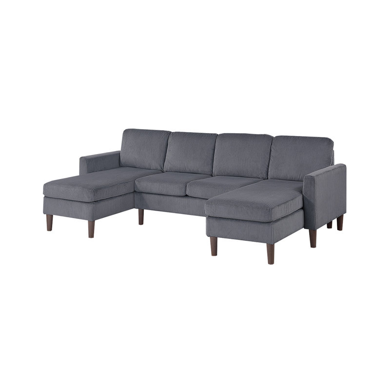 Ensemble modulaire 3 pièces en velours côtelé gris foncé, Gris foncé