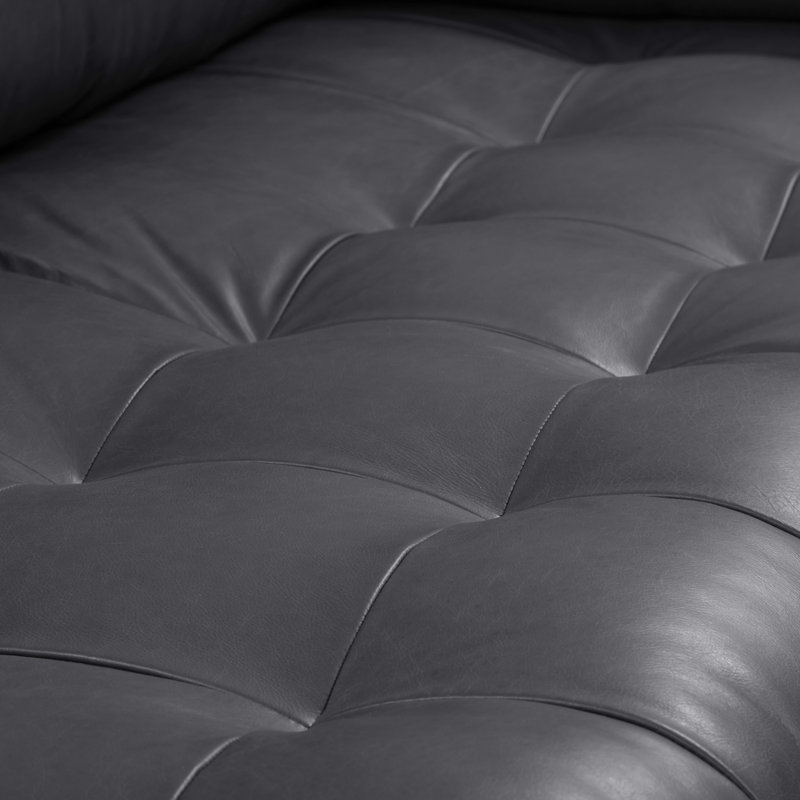 Napa 88.5'' Full-Grain Genuine Italian Leather Sofa, Slate Gray