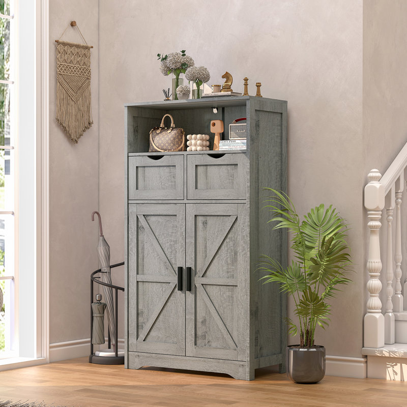 Armoire d'appoint avec 2 tiroirs et portes Ayvri, gris
