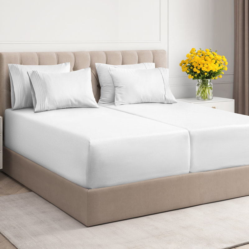 6 Piece Extra Deep Pocket Sheet Set, Cooling & Breathable Bed Sheets, Soft Hotel Luxury Bedding, Fits 18–24 Inch Mattress