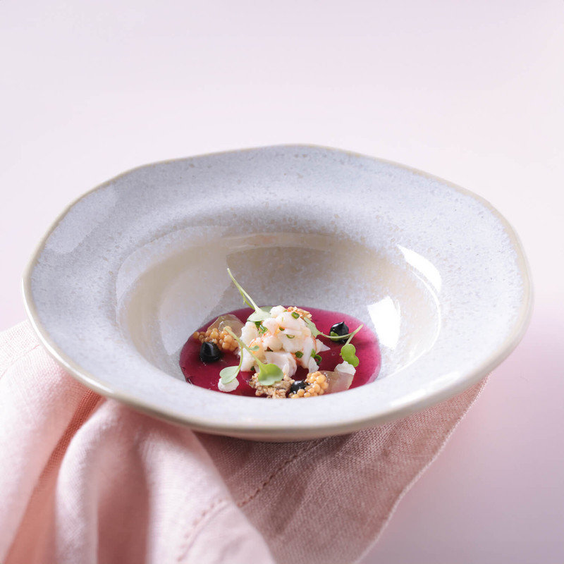 Handcrafted Latte Porcelain Deep Rim Salad/Dessert Plates, Set of 4