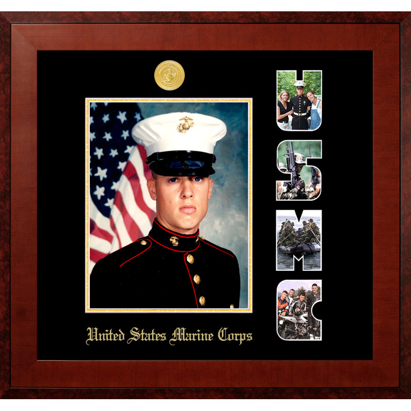 Marine Portrait Honors Picture Frame, Burgundy/Black