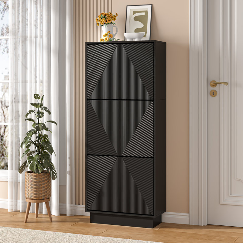 12 Pair Flip Down Shoe Storage, Black