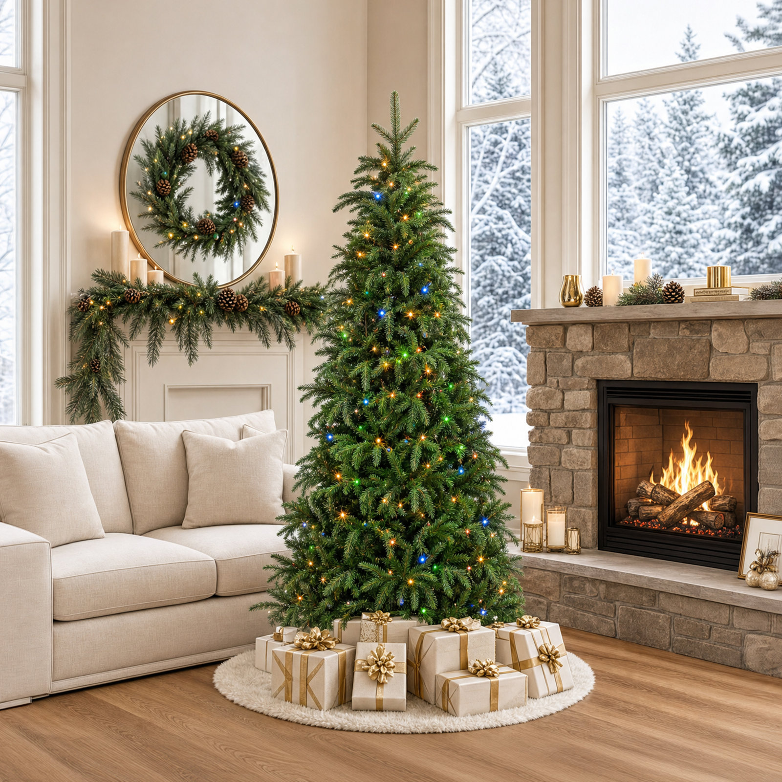 Aldred Pre-Lit Slim Fir Christmas Tree, 6'