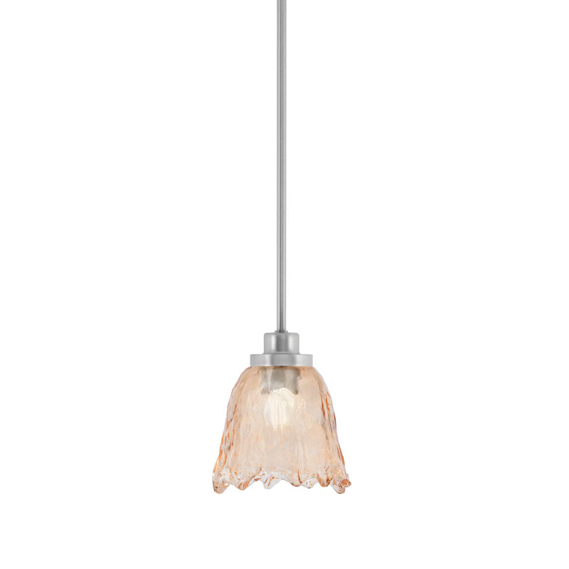Suspension Alirra Mini, nickel brossé, verre lave ambré de 18 cm, Amber/Brushed Nickel