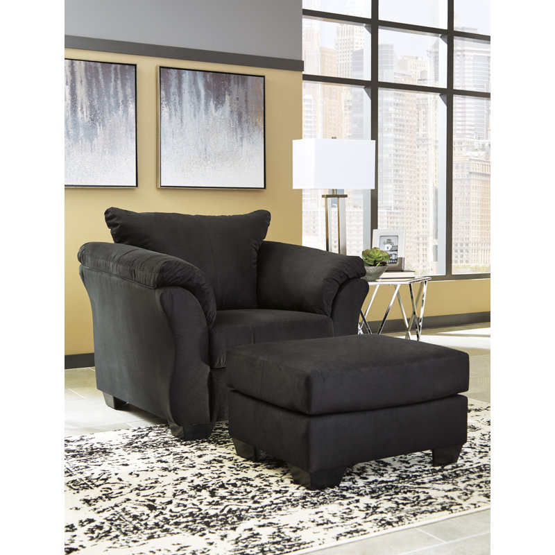 Canapé, causeuse, fauteuil et repose-pieds Darcy, Noir