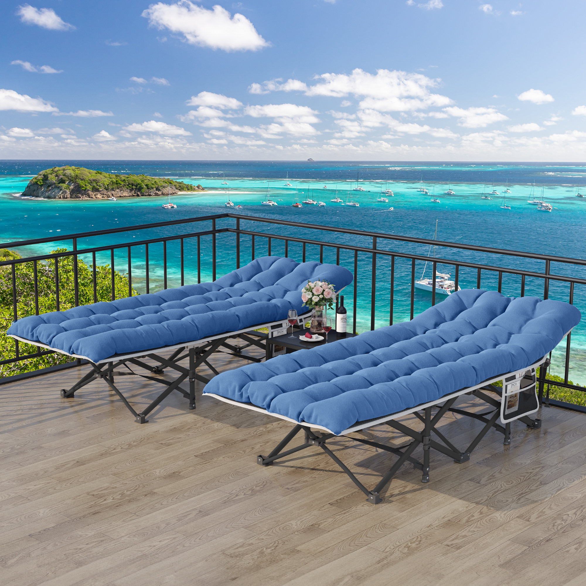 Arlmont & Co. Swind Powder Coated Steel Outdoor Convertible Chaise ...